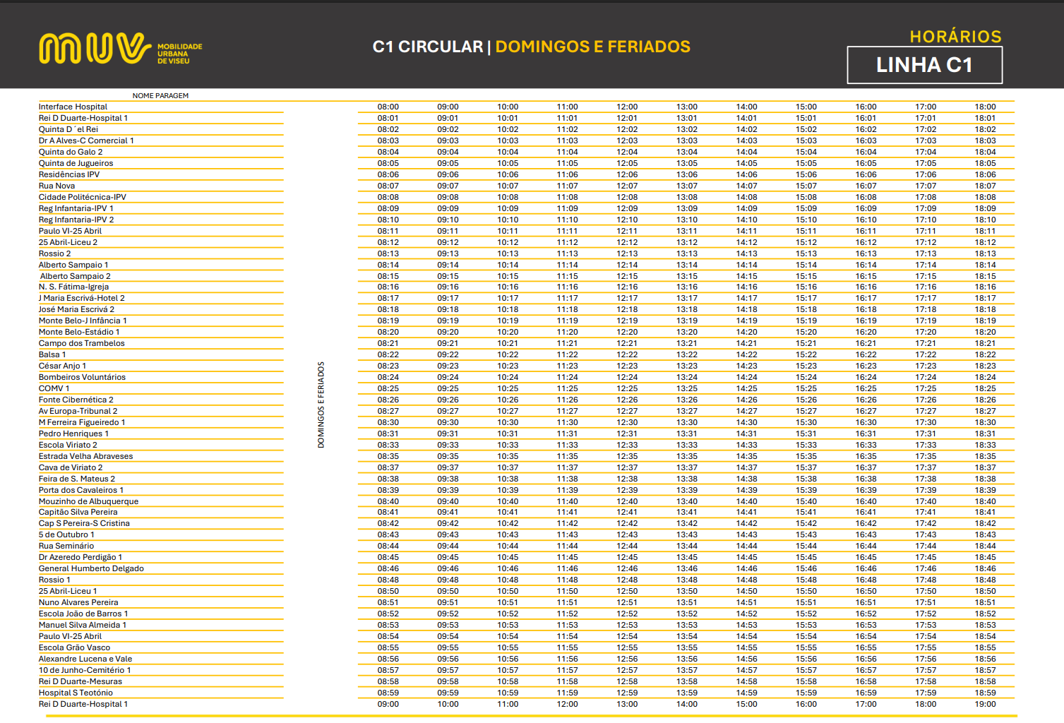 Horário Completo - Circuito Urbano C1 (LC1)