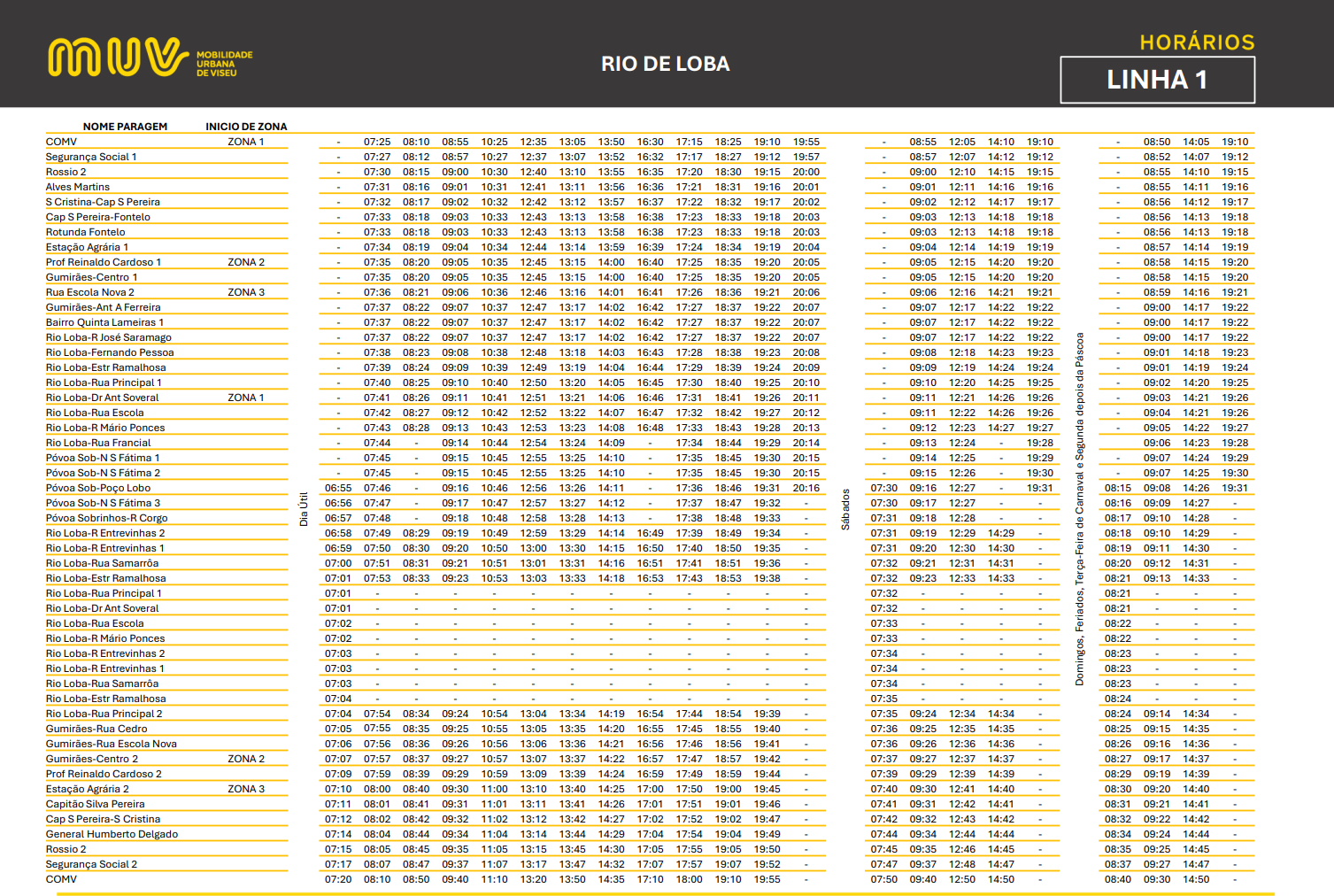 Horário Completo - COMV – Rio de Loba L1