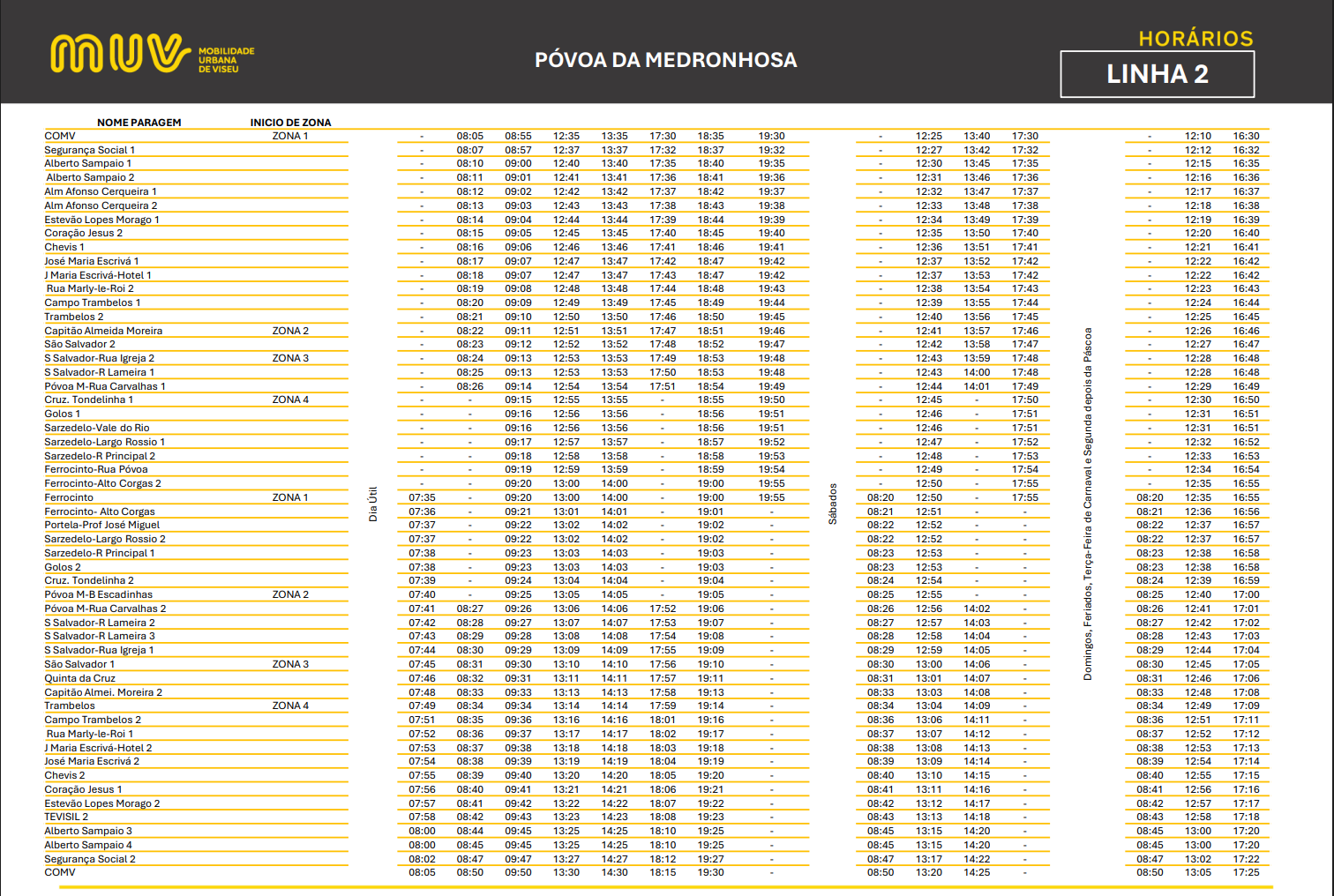 Horário Completo - COMV – Póvoa de Medronhosa L2